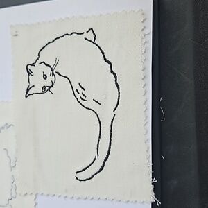 Handmade machine embroidery cat patch
